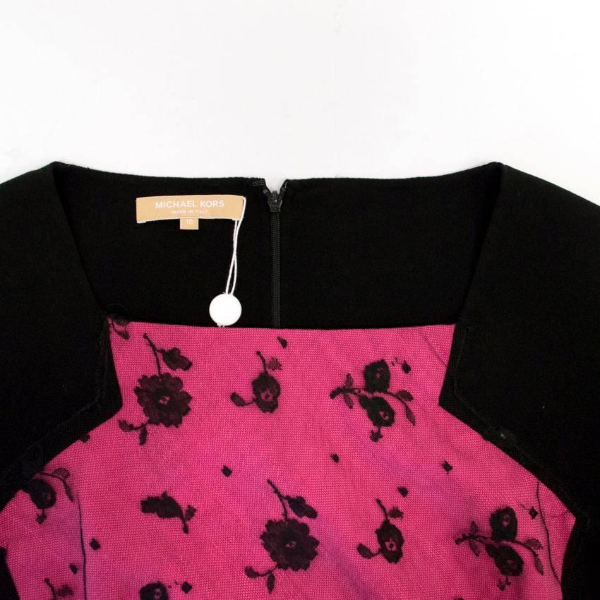  Michael Kors Black Bodycon Dress with Pink Lace Panel  For Sale 3