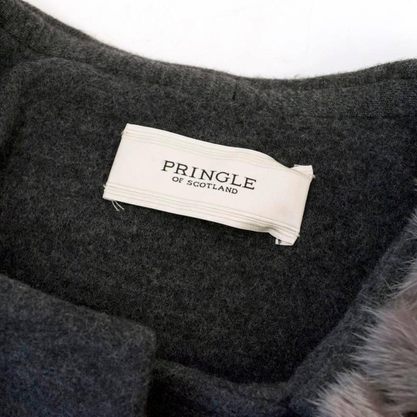 Black Pringle Of Scotland Grey Wool Jacket With Mink Collar For Sale