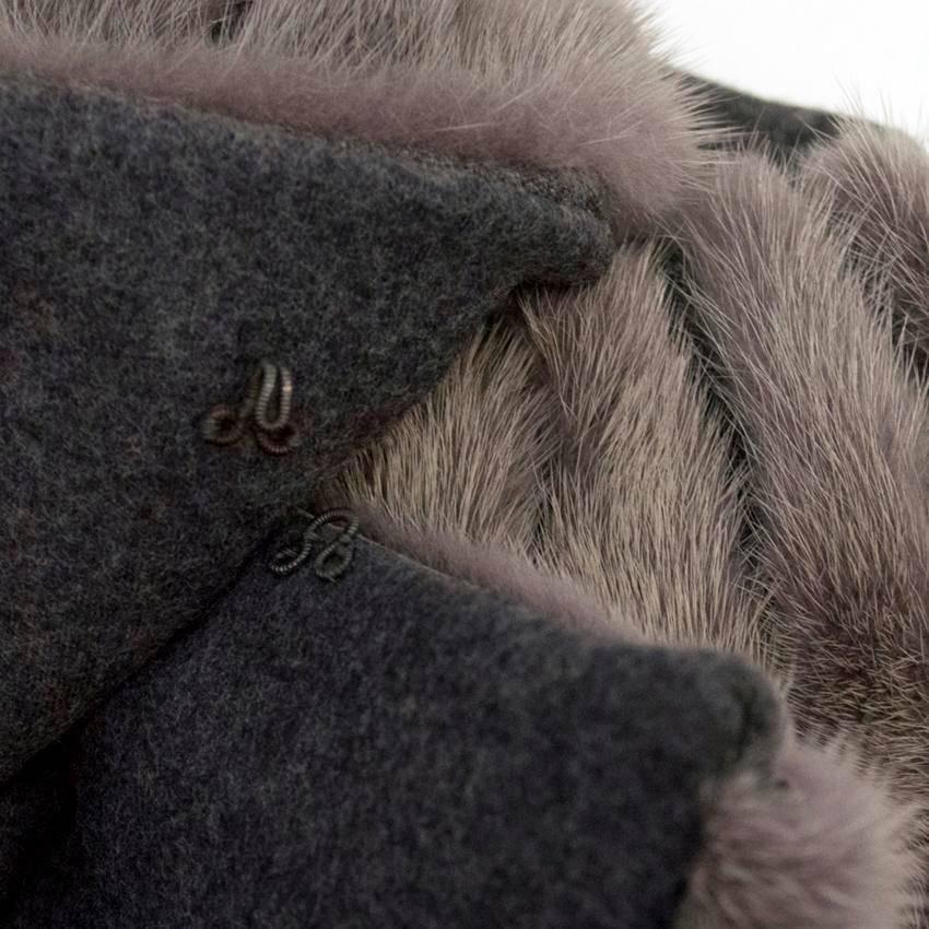Pringle Of Scotland Grey Wool Jacket With Mink Collar For Sale 1