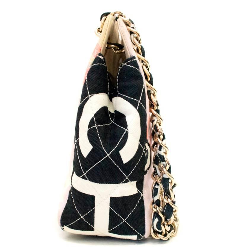 Beige Chanel Vintage Canvas Embellished Flap Bag  For Sale