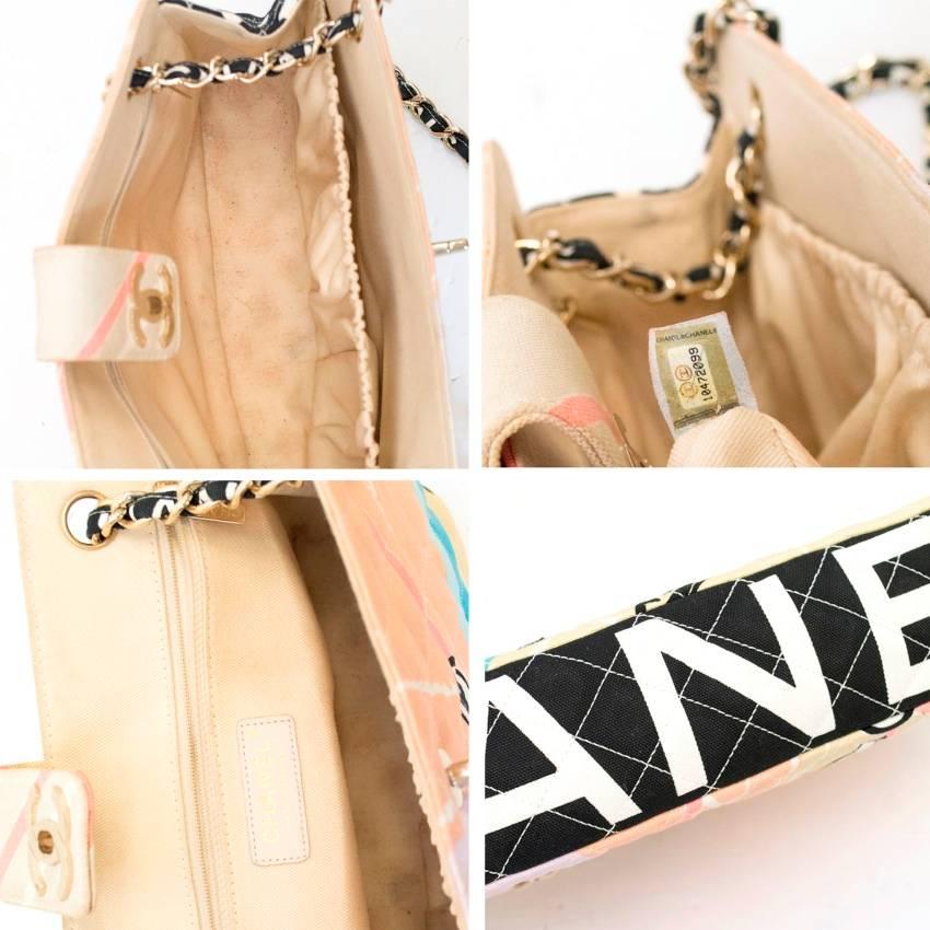 Chanel Vintage Canvas Embellished Flap Bag  For Sale 2