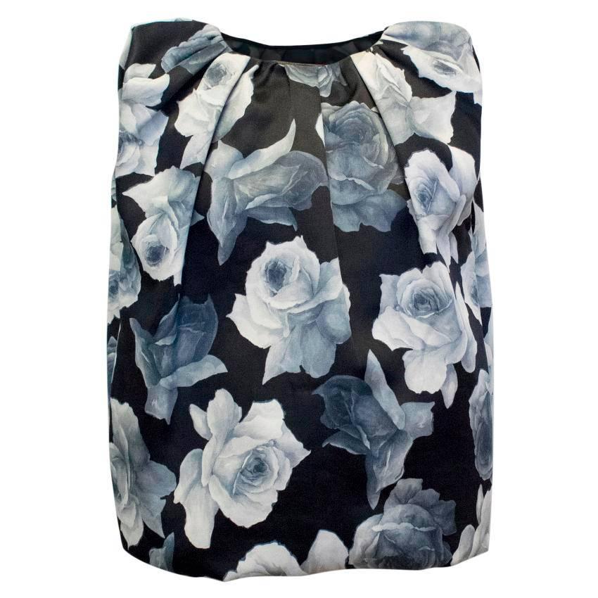 Lanvin Silk Blend Black and Floral Patterned Top  For Sale