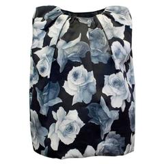 Lanvin Silk Blend Black and Floral Patterned Top 