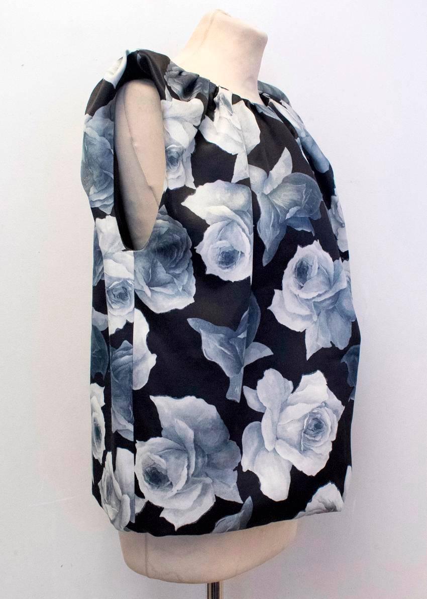 Lanvin Silk Blend Black and Floral Patterned Top  For Sale 5