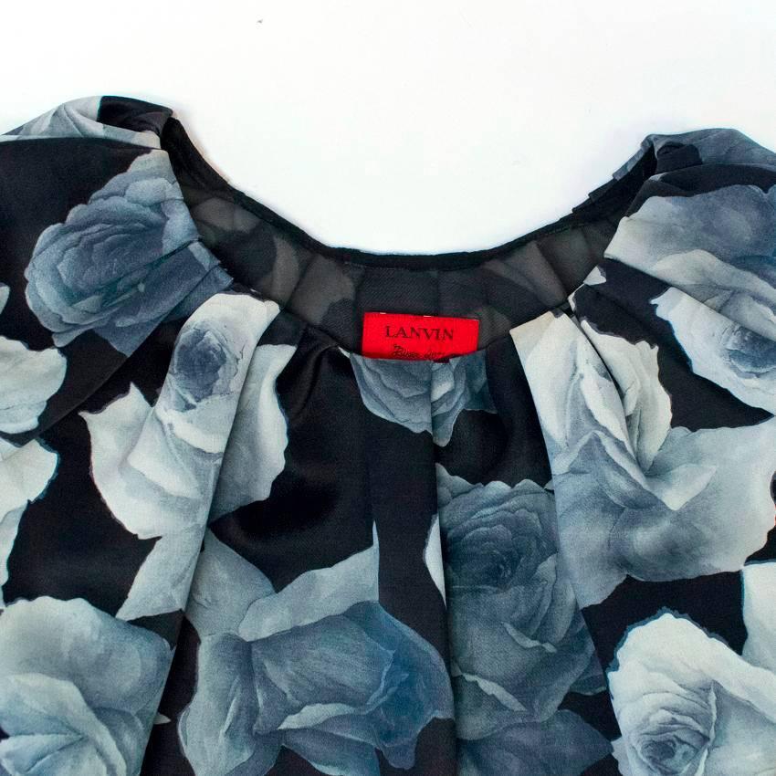 Lanvin Silk Blend Black and Floral Patterned Top  For Sale 2