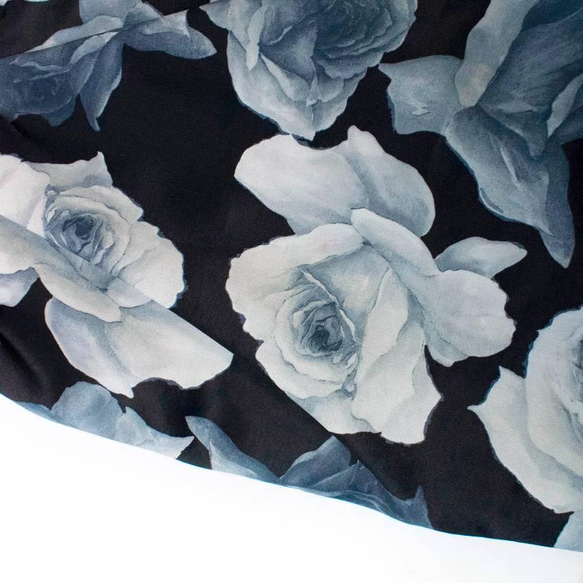 Women's Lanvin Silk Blend Black and Floral Patterned Top  For Sale