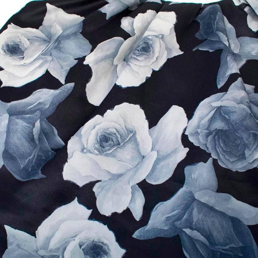 Lanvin Silk Blend Black and Floral Patterned Top  For Sale 3