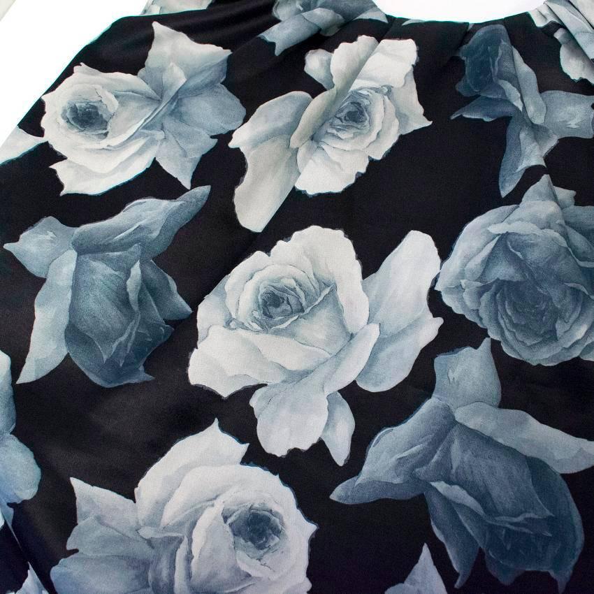 Lanvin Silk Blend Black and Floral Patterned Top  For Sale 4