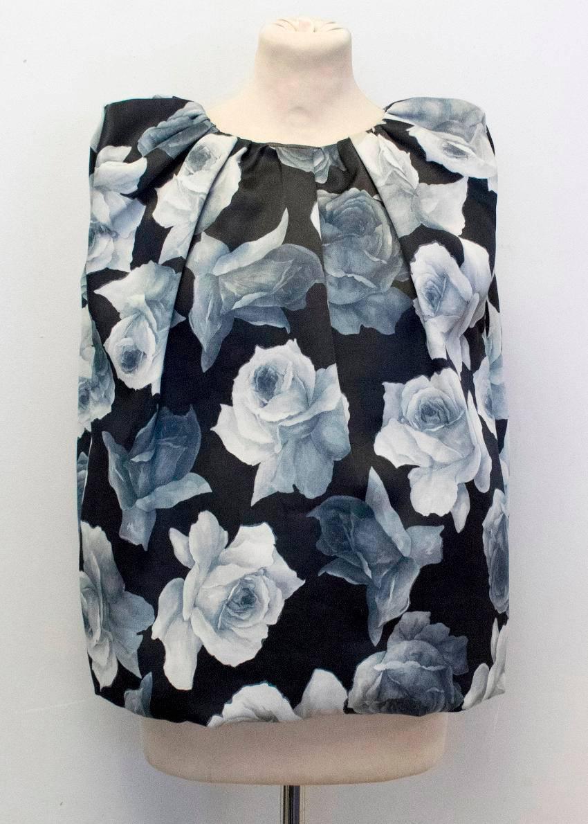 Lanvin Silk Blend Black and Floral Patterned Top  For Sale 6