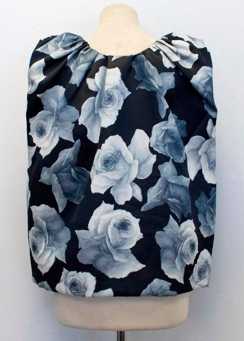 Lanvin Silk Blend Black and Floral Patterned Top  For Sale 1