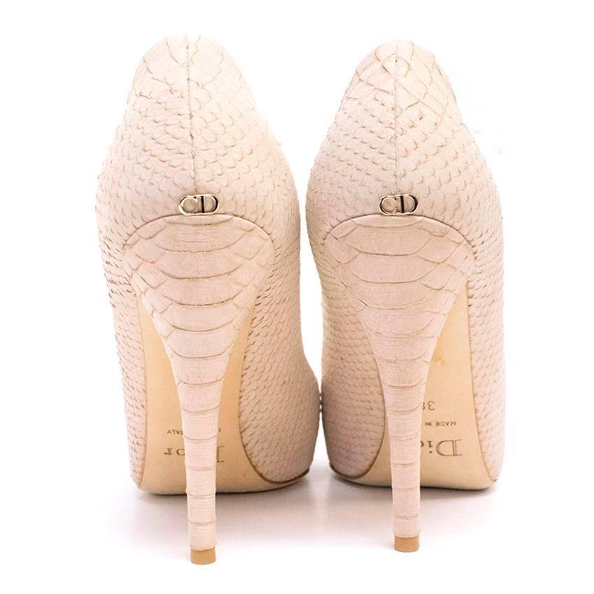 Christian Dior Nude Pink Snakeskin Effect Suede Pumps  For Sale 1