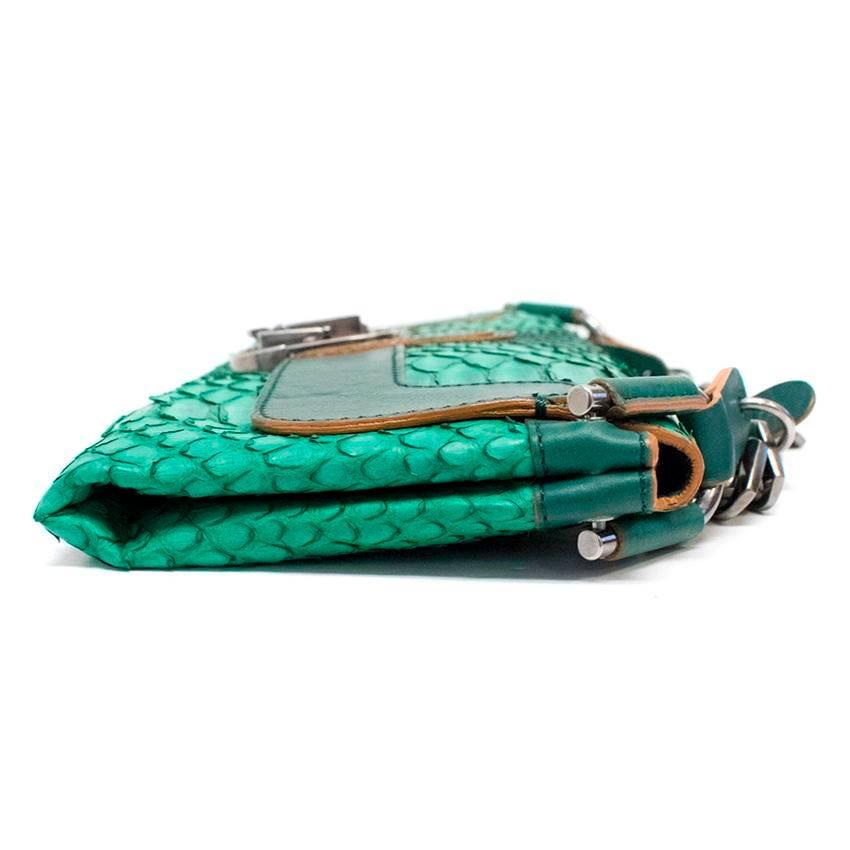 Women's Chloe Green Python Envelope Bag For Sale