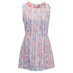 MSGM Multicolour Tweed Embellished Dress 7