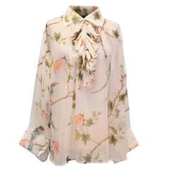 Alexander McQueen Floral Cream Sheer Blouse