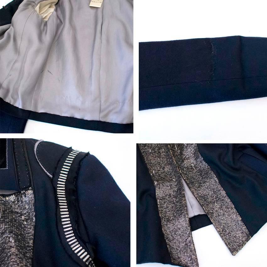 Chloe Embellished Navy Wool and Kashmir Blazer  For Sale 3