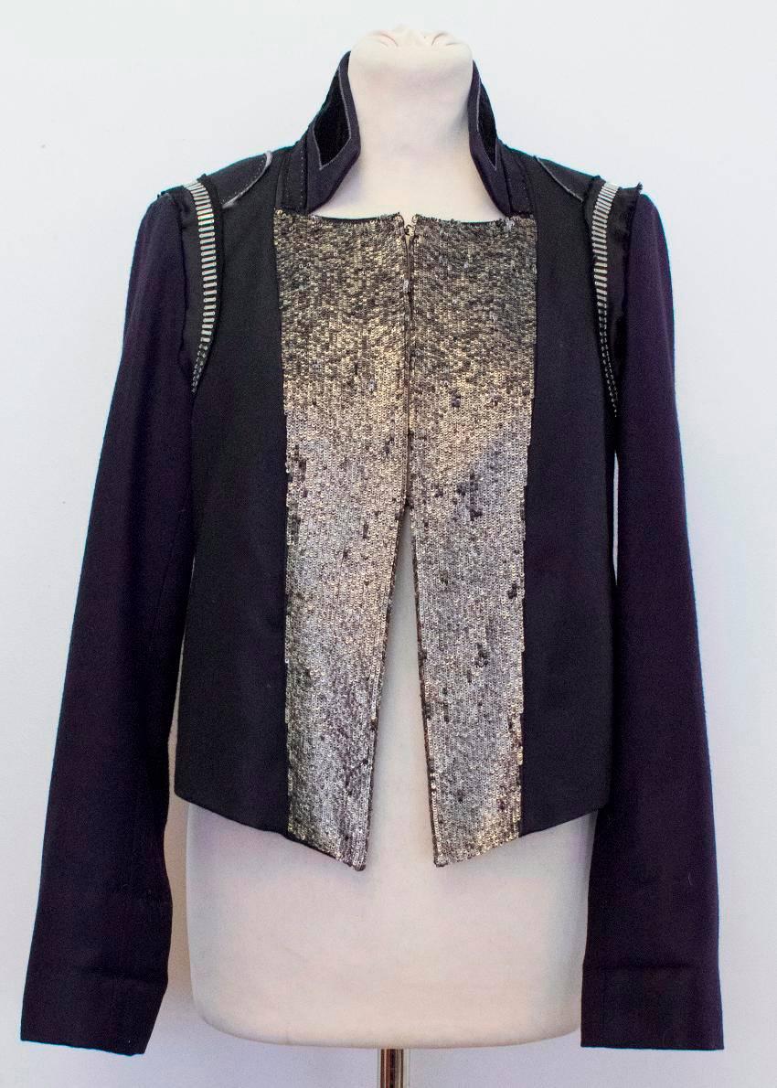 Chloe Embellished Navy Wool and Kashmir Blazer  For Sale 4