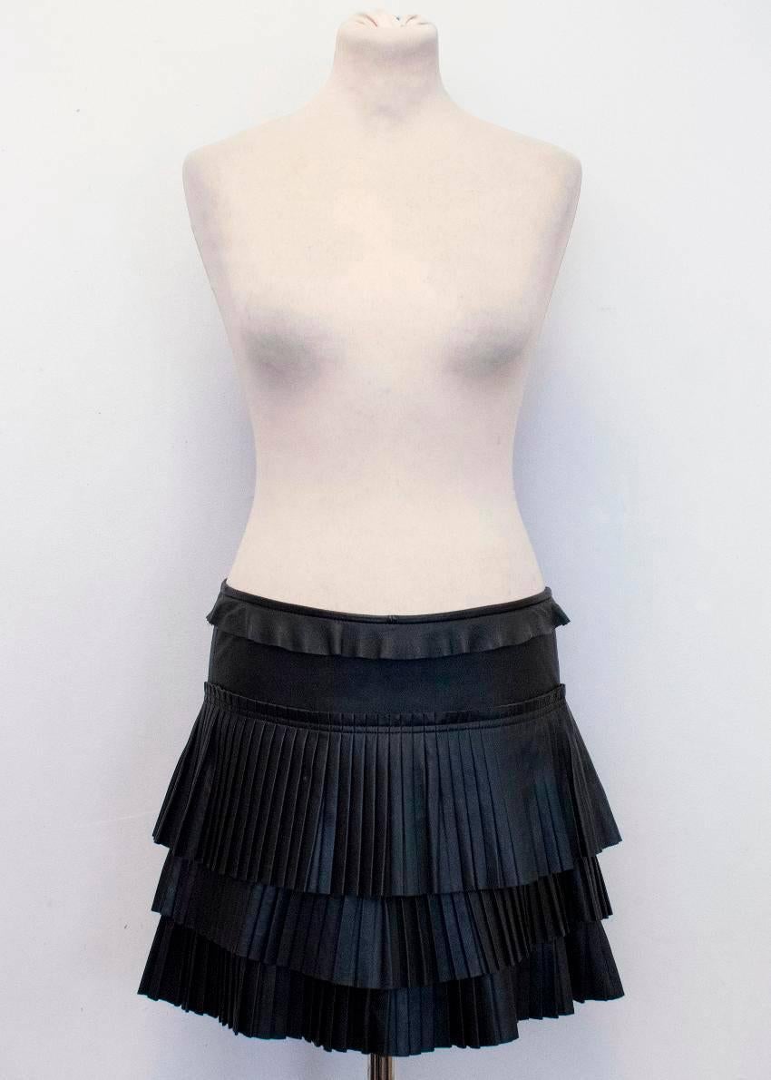 Isabel Marant Black Leather Skirt with Pleats  In Excellent Condition For Sale In London, GB