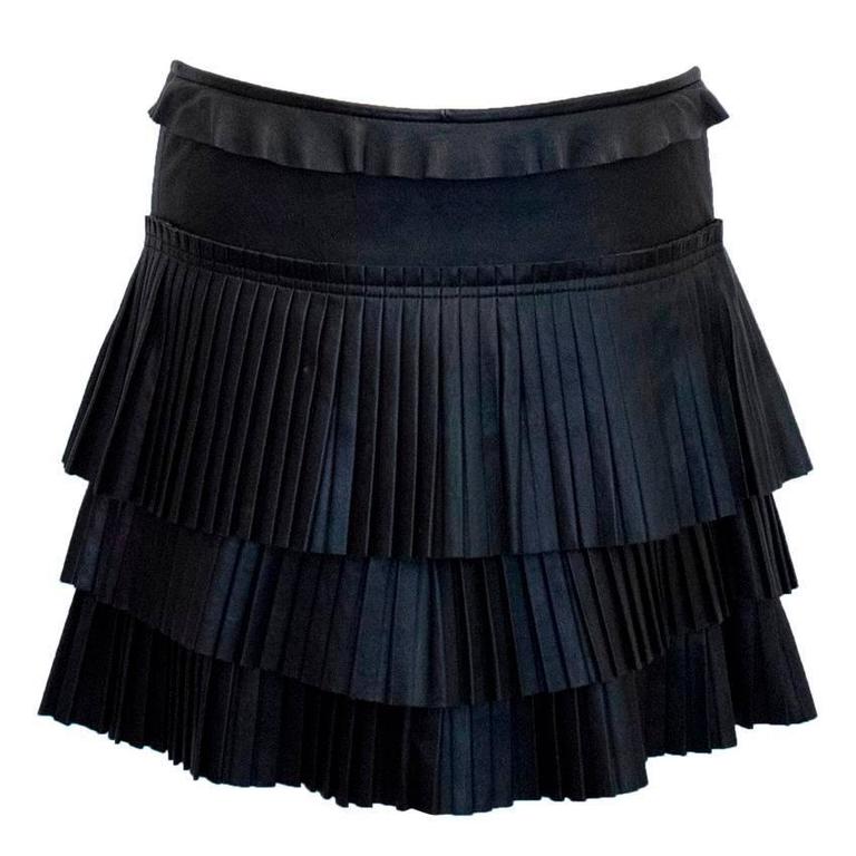 Isabel Marant Black Leather Skirt with Pleats For Sale at 1stDibs
