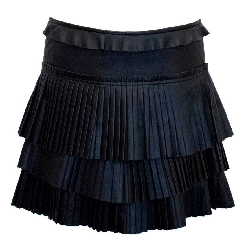 Isabel Marant Black Leather Skirt with Pleats  For Sale