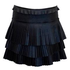 Isabel Marant Black Leather Skirt with Pleats 10