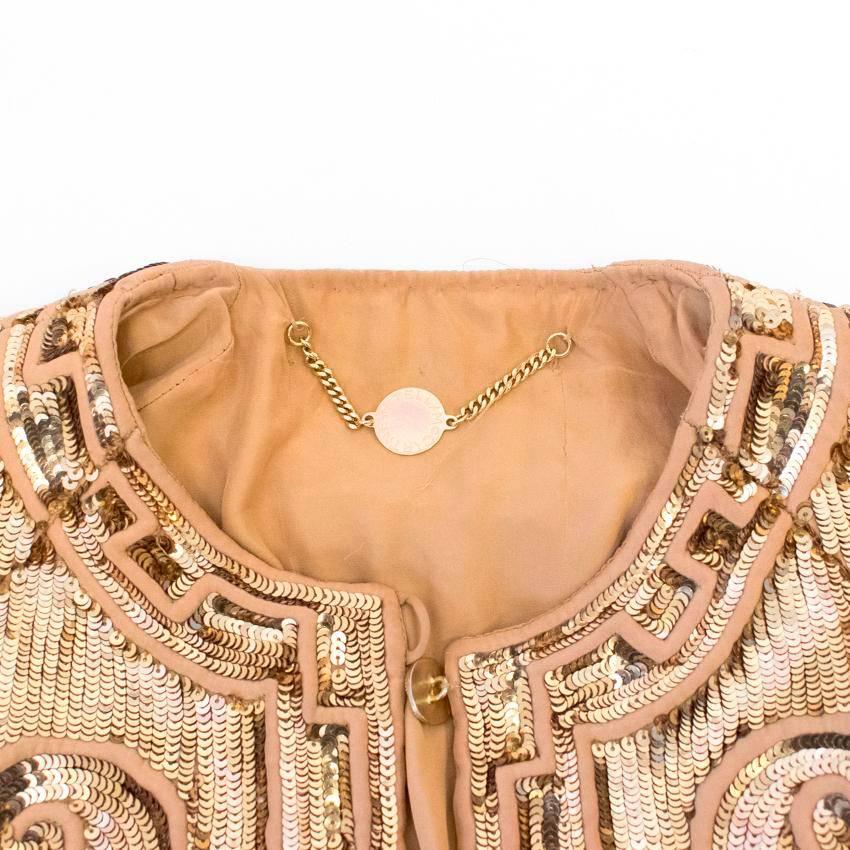 Stella McCartney Gold Sequinned Cropped Blazer  In Good Condition For Sale In London, GB
