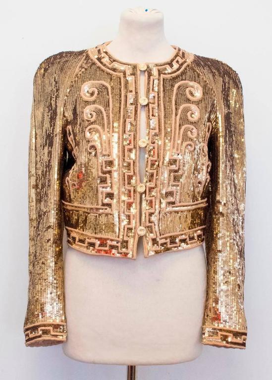Stella McCartney Gold Sequinned Cropped Blazer For Sale at 1stDibs