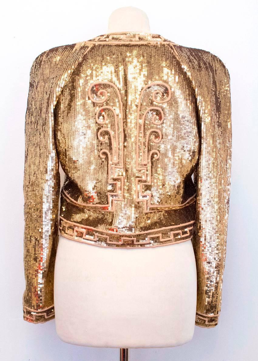 Women's Stella McCartney Gold Sequinned Cropped Blazer  For Sale