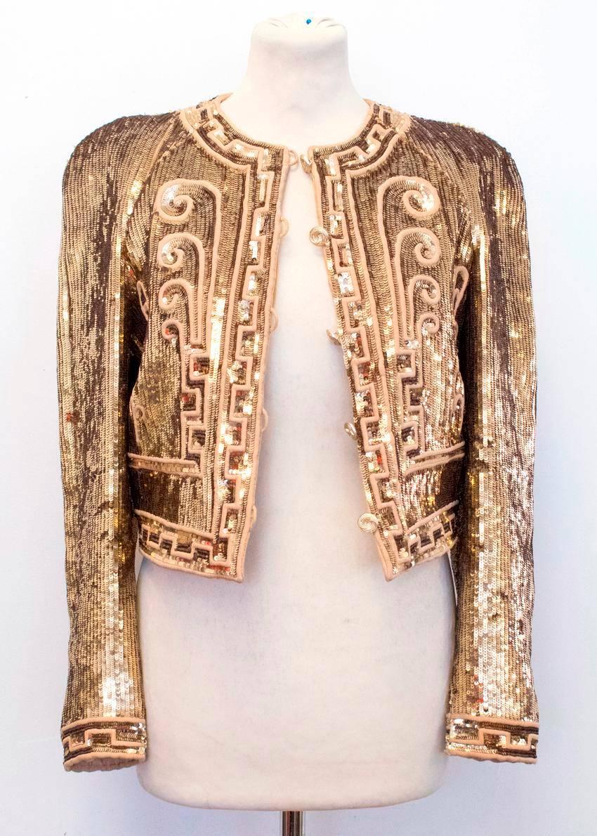 Stella McCartney Gold Sequinned Cropped Blazer  For Sale 3