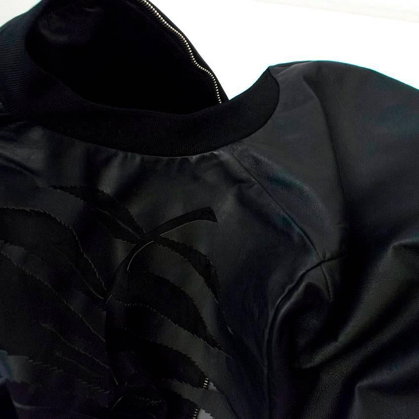 Women's Vionnet Black Leather Cape with Sheer Detail  For Sale