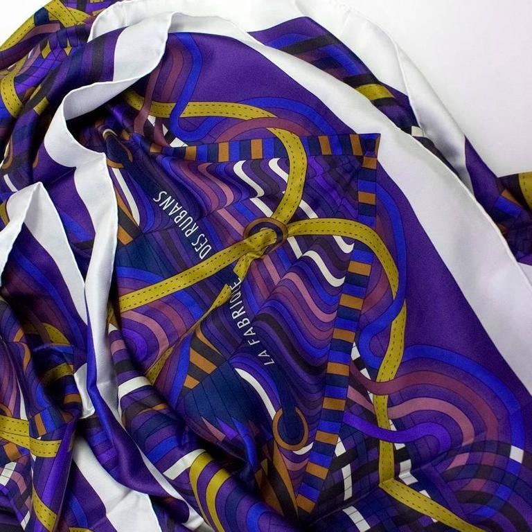 Hermes Blue, Orange and White Silk Print Scarf For Sale at 1stDibs