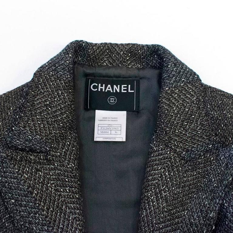 Chanel Long Line Double Breasted Tweed Blazer For Sale at 1stDibs