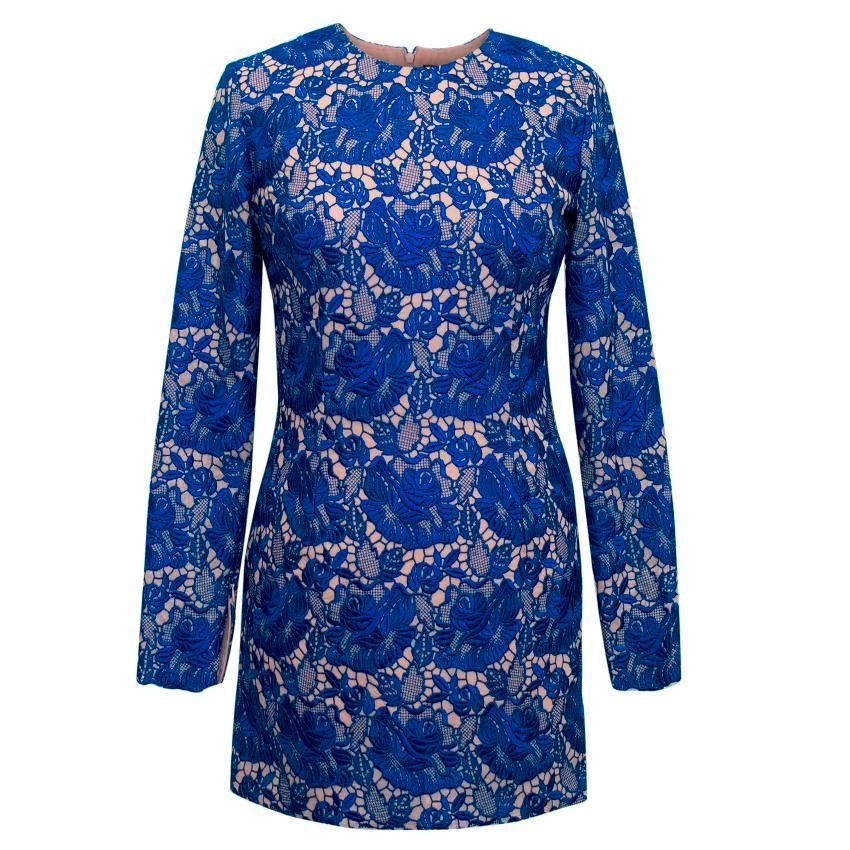 Stella McCartney Blue Celia Guipure Lace and Crepe Dress  For Sale