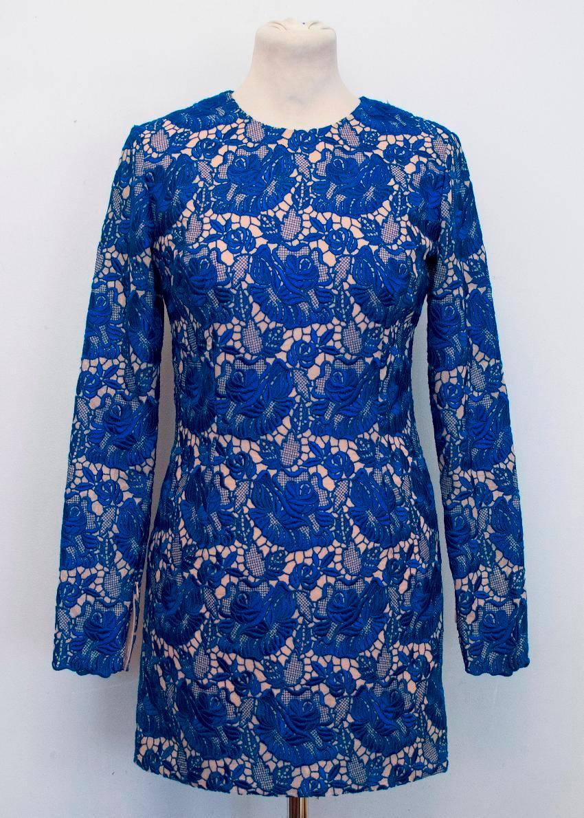 Stella McCartney Blue Celia Guipure Lace and Crepe Dress  For Sale 3