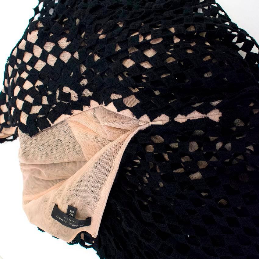Jasmine Di Milo Black Crochet Skater Dress with Nude Mesh For Sale 3