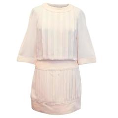 Chanel Cream Pleated Dress with a Drop Waist 