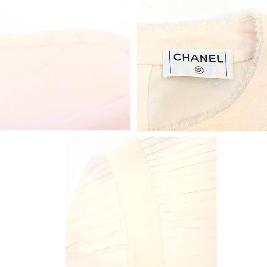 Beige Chanel Cream Pleated Dress with a Drop Waist  For Sale