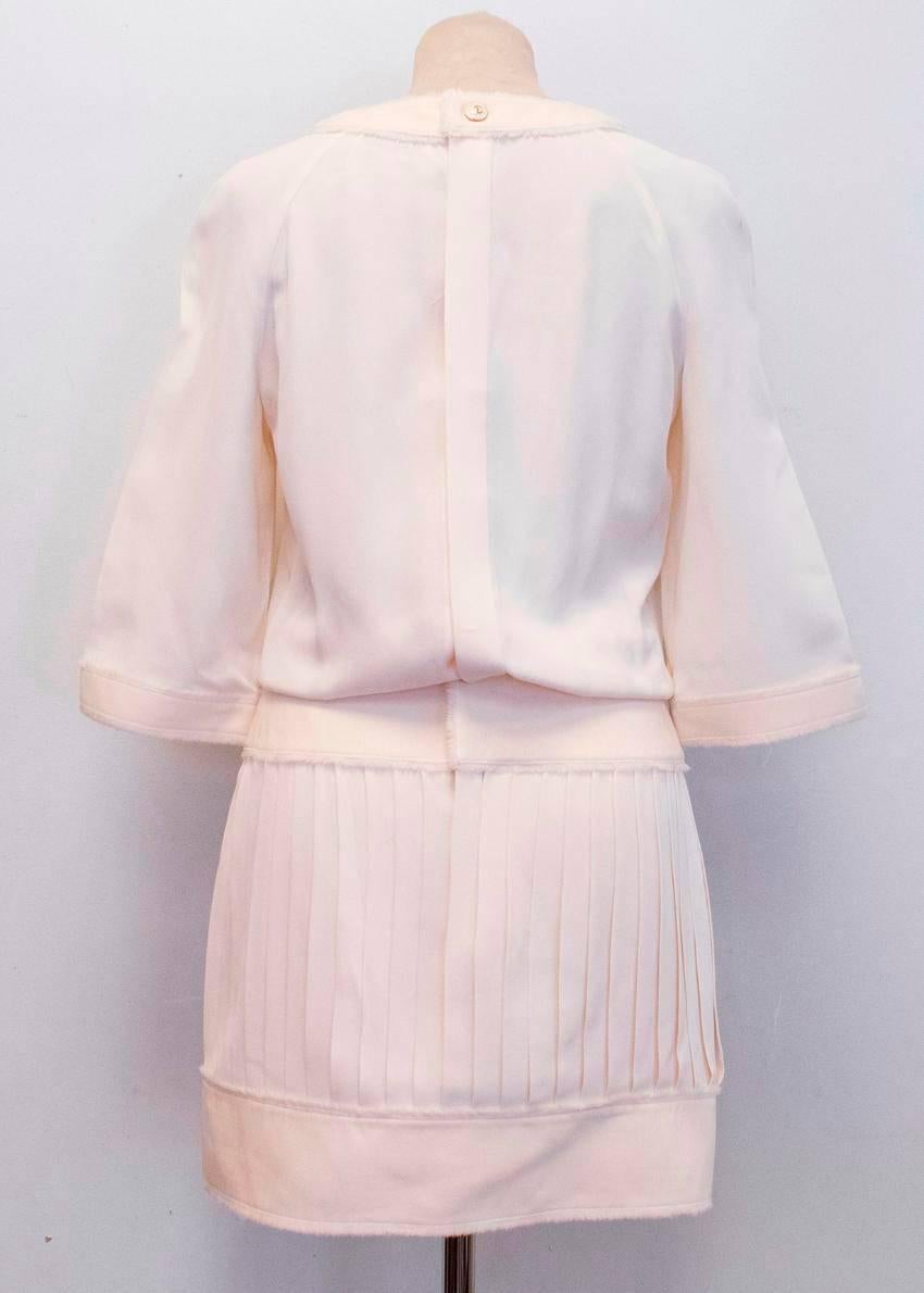Chanel Cream Pleated Dress with a Drop Waist  In Excellent Condition For Sale In London, GB