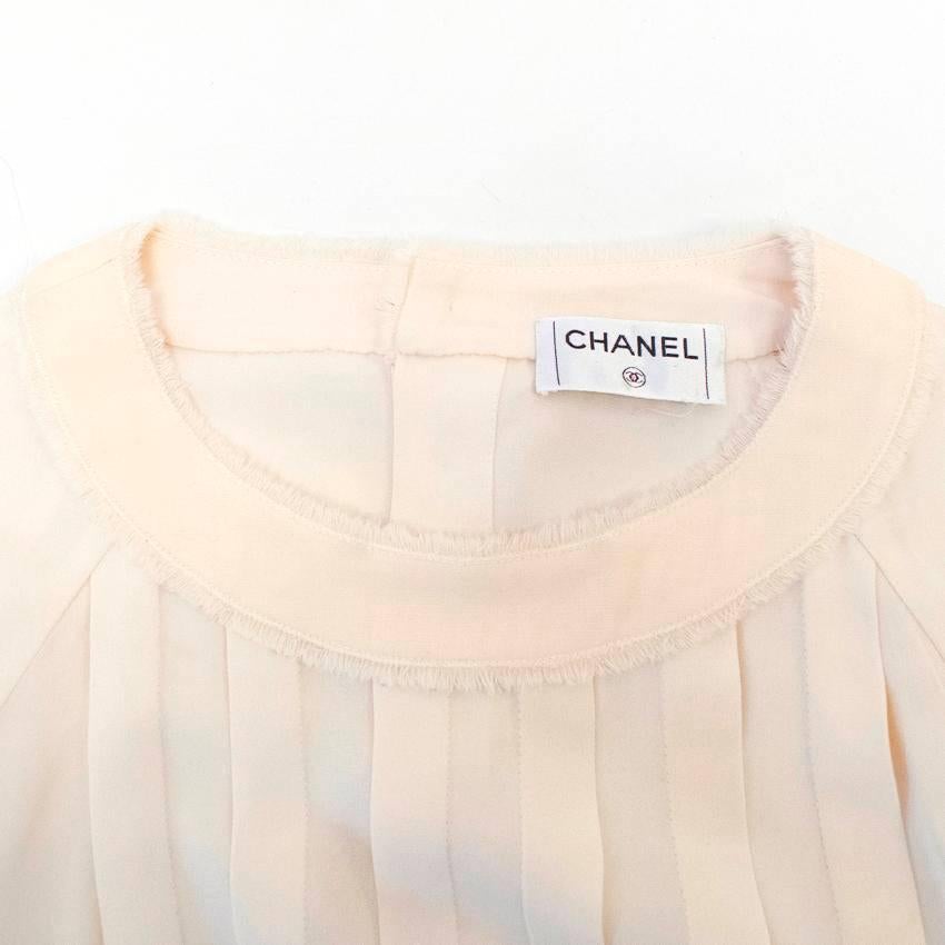Women's Chanel Cream Pleated Dress with a Drop Waist  For Sale