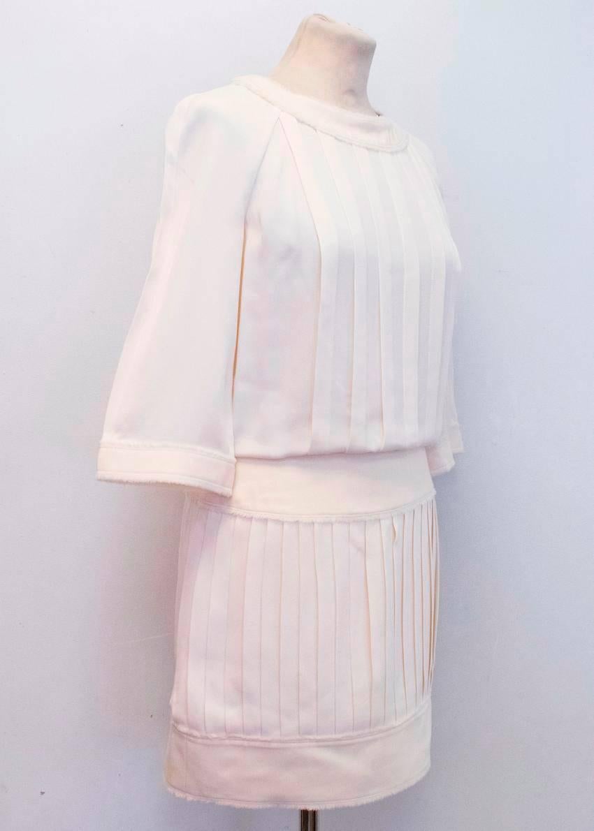 Chanel Cream Pleated Dress with a Drop Waist  For Sale 1