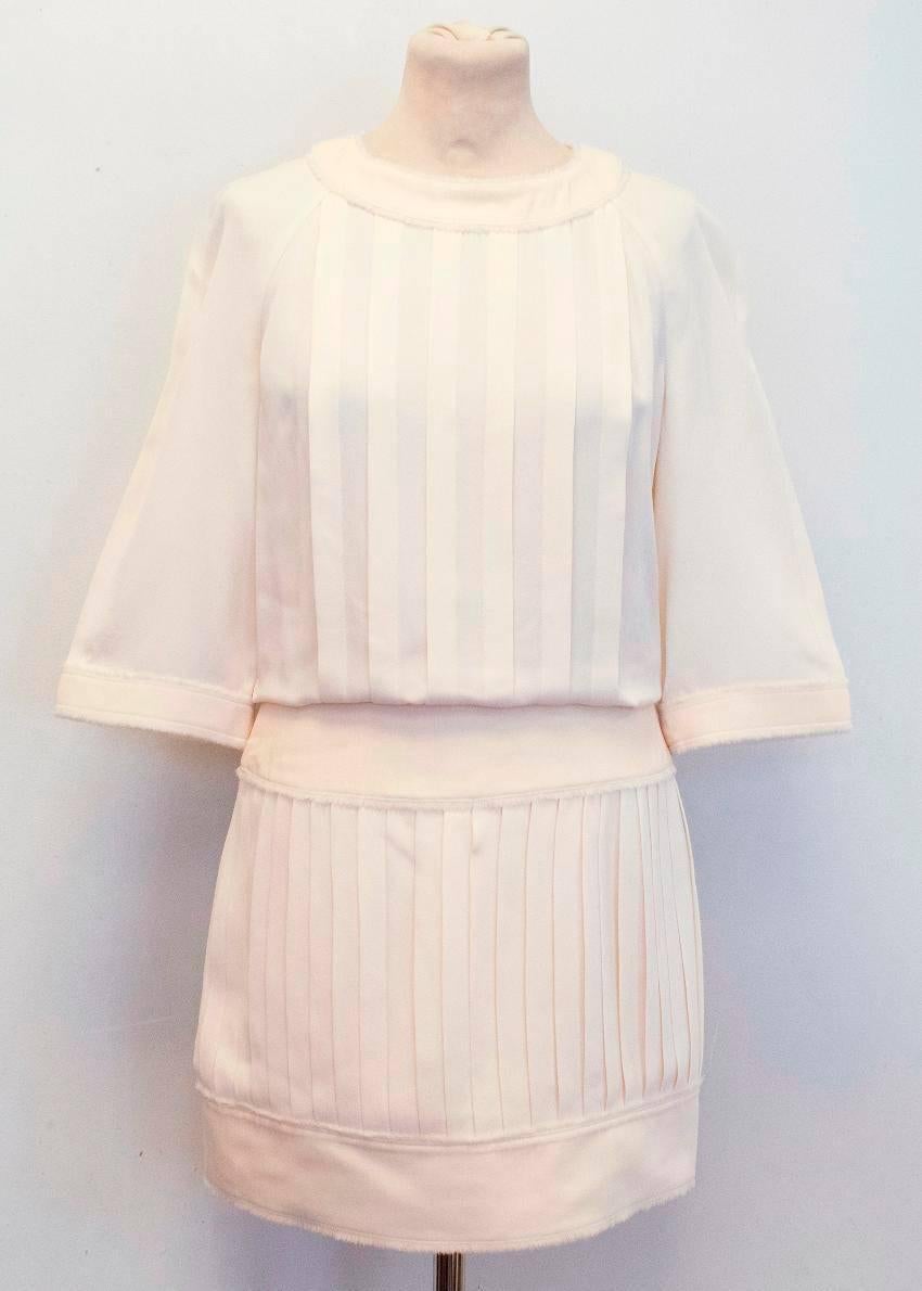 Chanel Cream Pleated Dress with a Drop Waist  For Sale 2