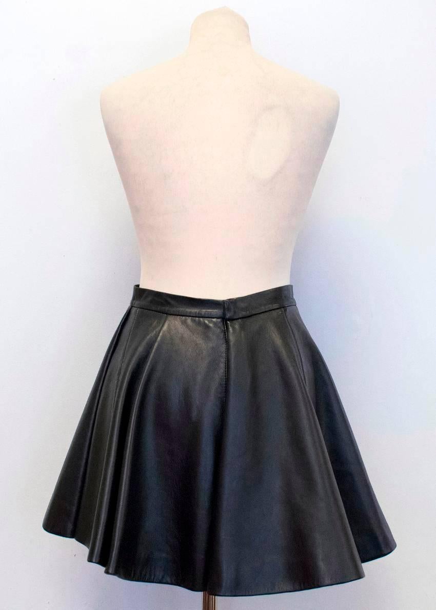 Balmain Black Leather Skater Skirt In Good Condition For Sale In London, GB