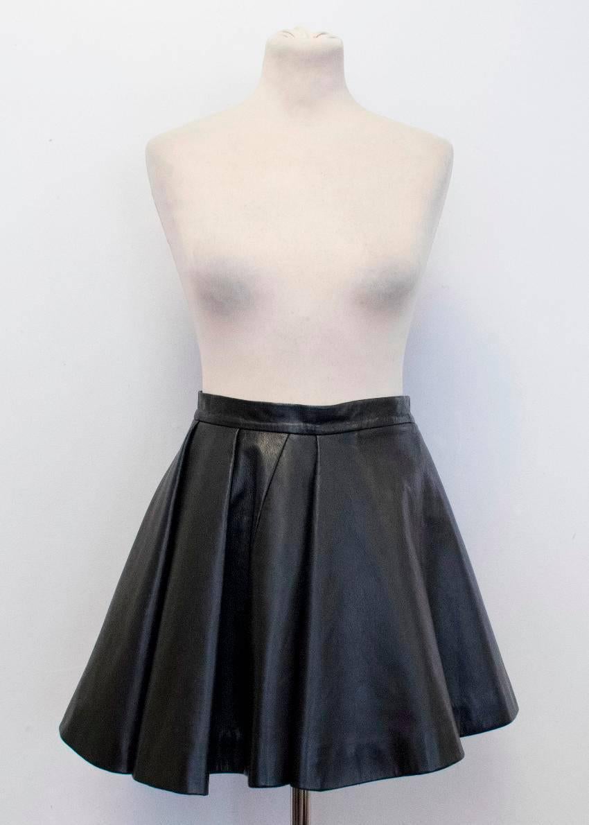 Balmain Black Leather Skater Skirt For Sale 1