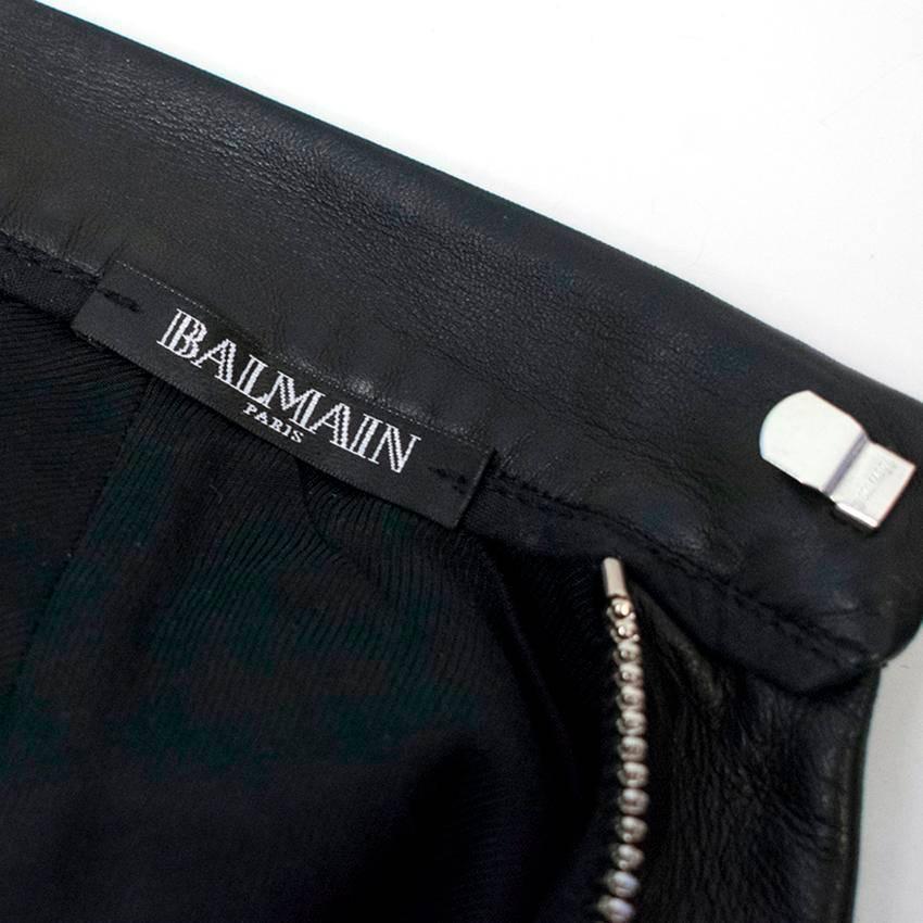 Women's Balmain Black Leather Skater Skirt For Sale