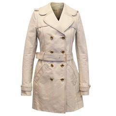 Balenciaga Beige Trench Coat with Brown Stitching 