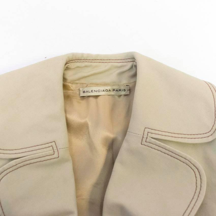 Balenciaga Beige Trench Coat with Brown Stitching  In Good Condition For Sale In London, GB