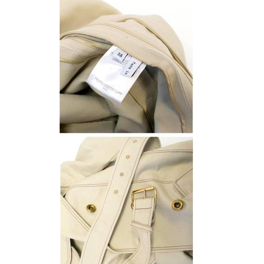 Women's Balenciaga Beige Trench Coat with Brown Stitching  For Sale