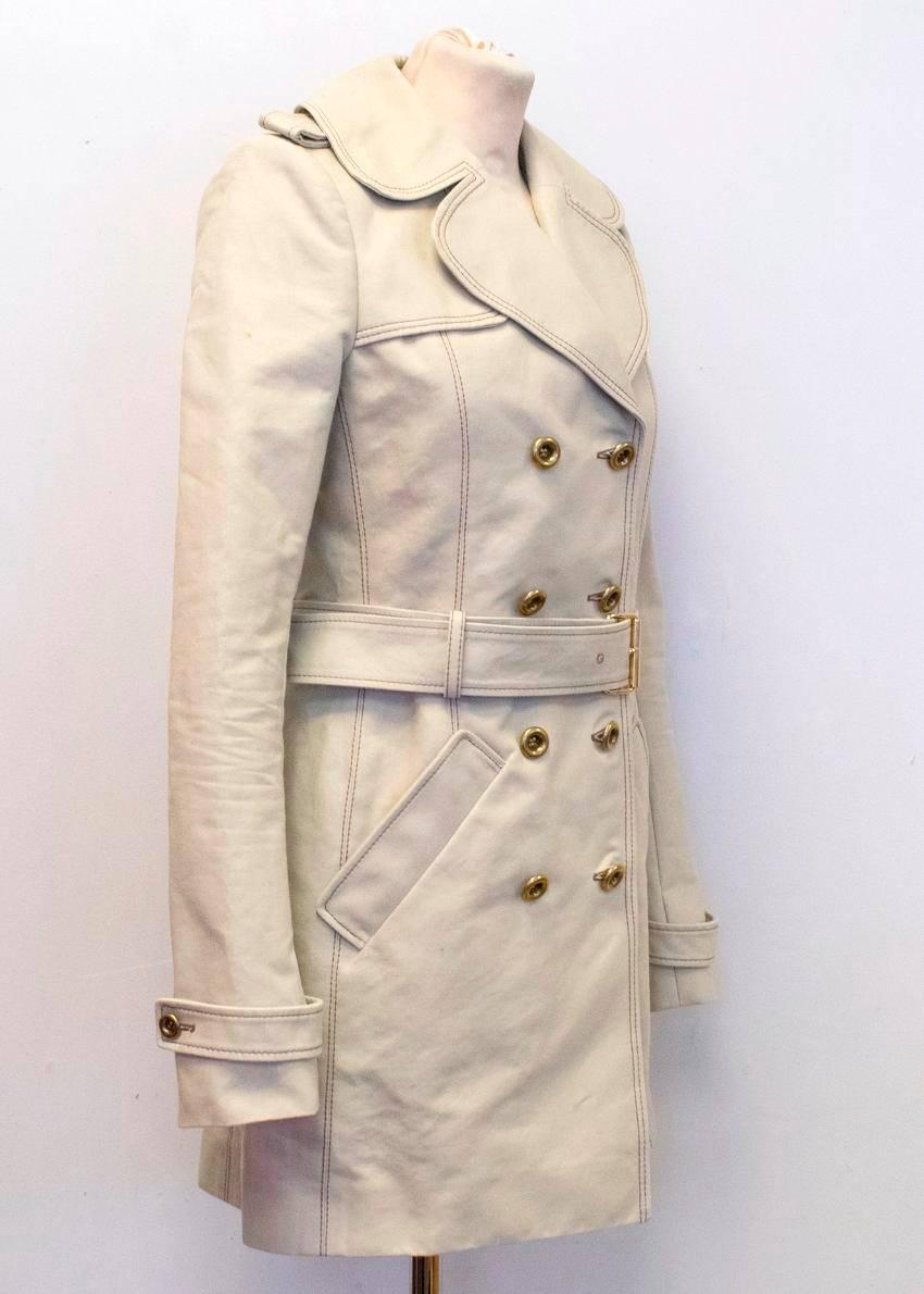 Balenciaga Beige Trench Coat with Brown Stitching  For Sale 3