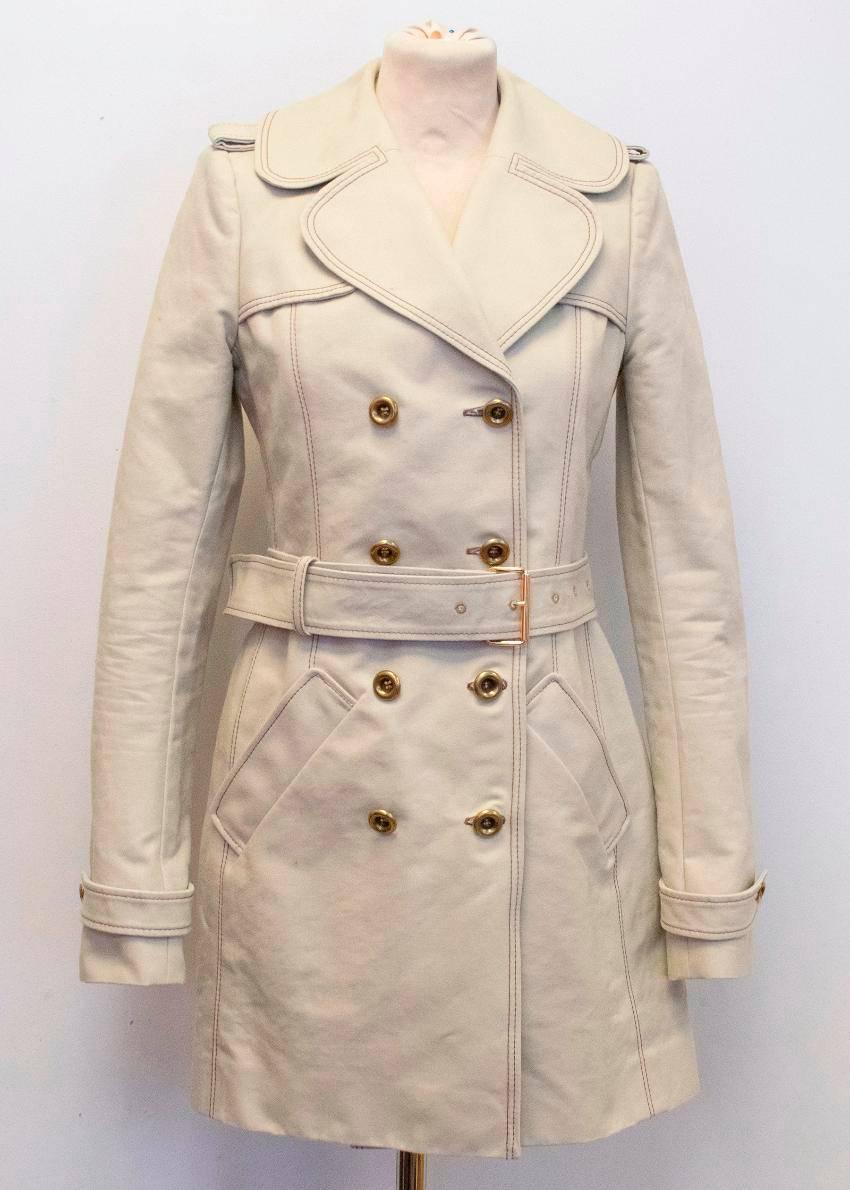 Balenciaga Beige Trench Coat with Brown Stitching  For Sale 6