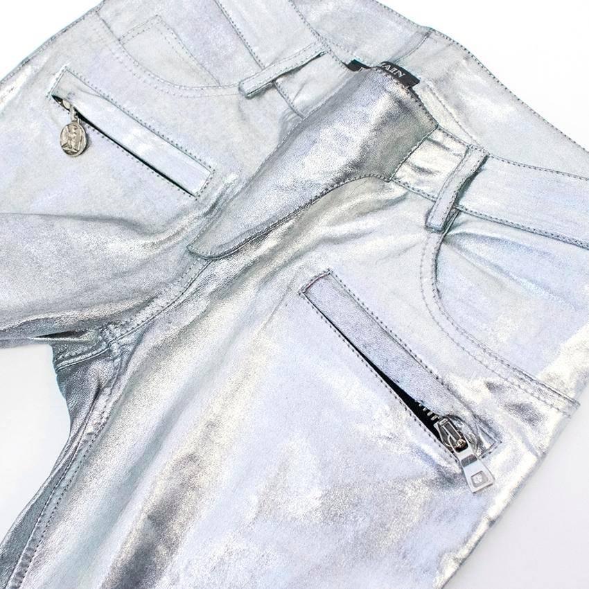 Balmain Metallic Leather Motocross Trousers 2