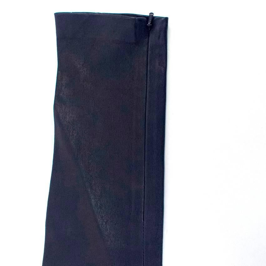 Balenciaga Navy Blue Leather Stretch Trousers In Good Condition For Sale In London, GB
